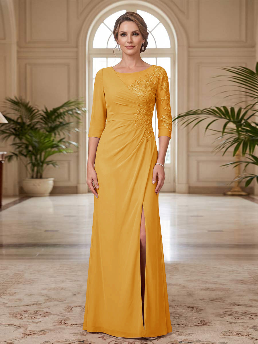 Selene Wren Gold back view mother of the bride dress