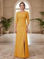 Selene Wren Gold back view mother of the bride dress