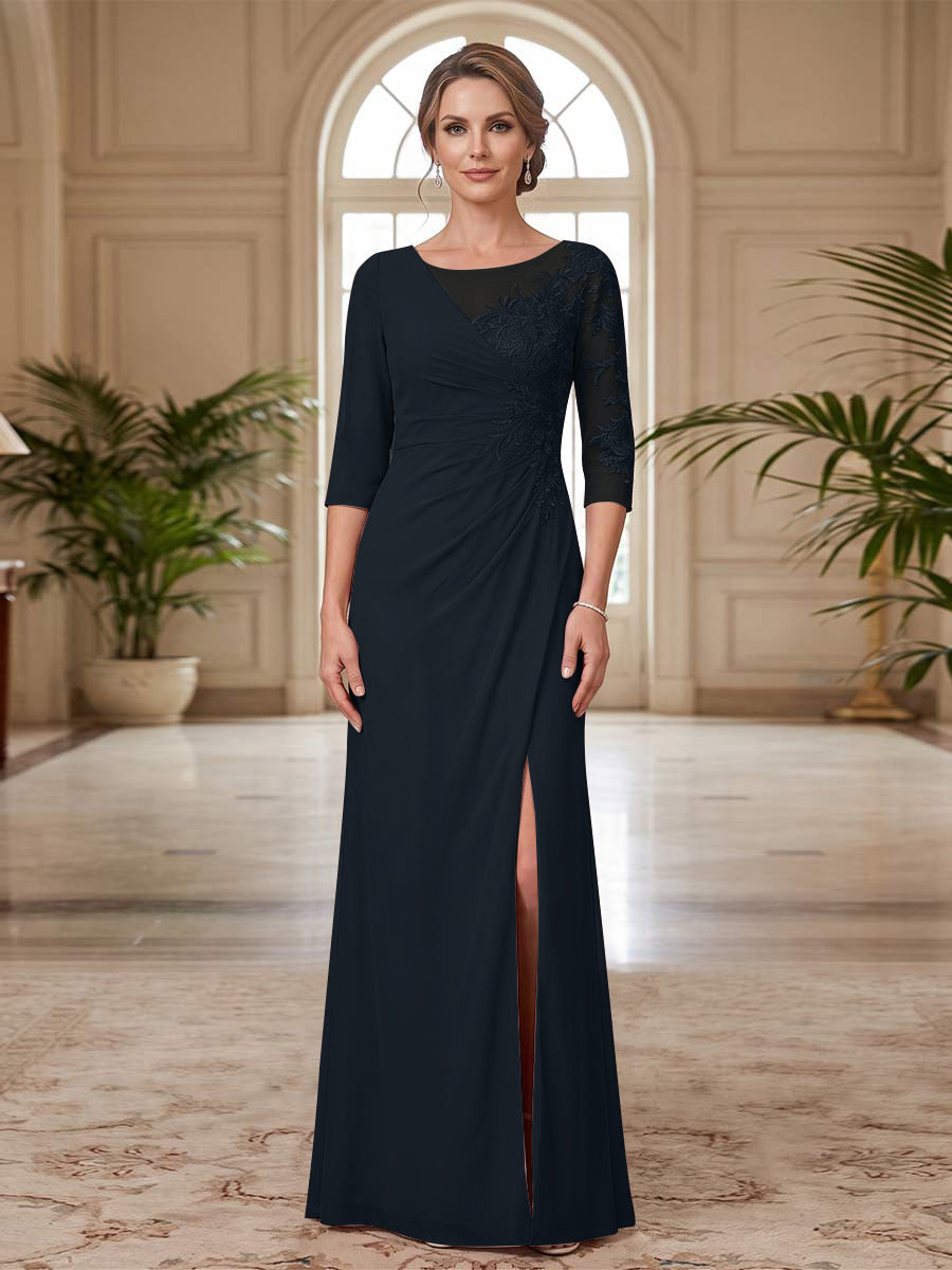 Selene Wren Navy Blue front view mother of the bride dress