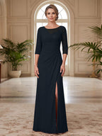 Selene Wren Navy Blue front view mother of the bride dress