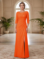 Selene Wren Orange front view mother of the bride dress