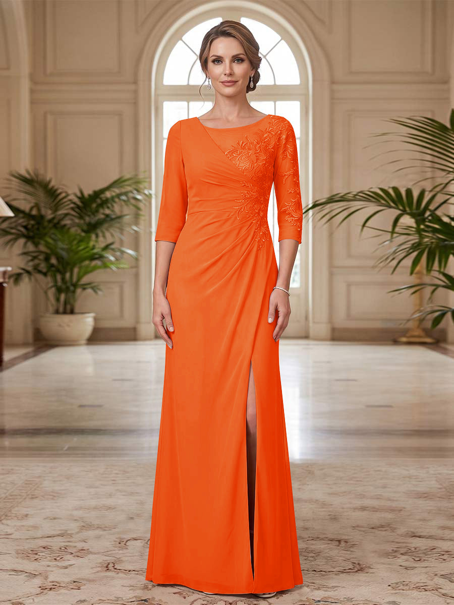 Selene Wren Orange front view mother of the bride dress