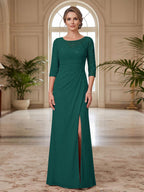 Selene Wren Peacock front view mother of the bride dress
