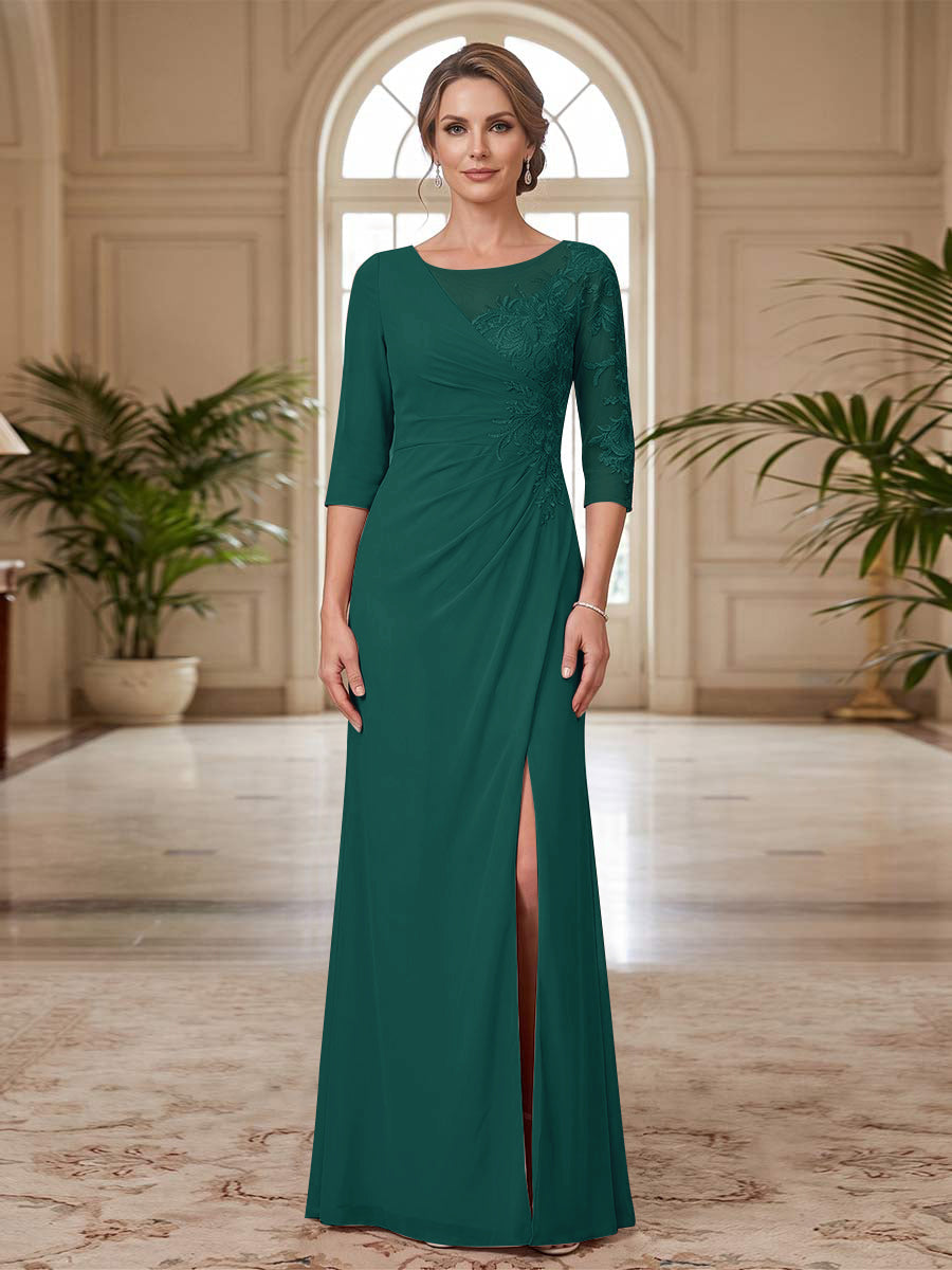 Selene Wren Peacock front view mother of the bride dress