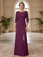 Selene Wren Plum back view mother of the bride dress