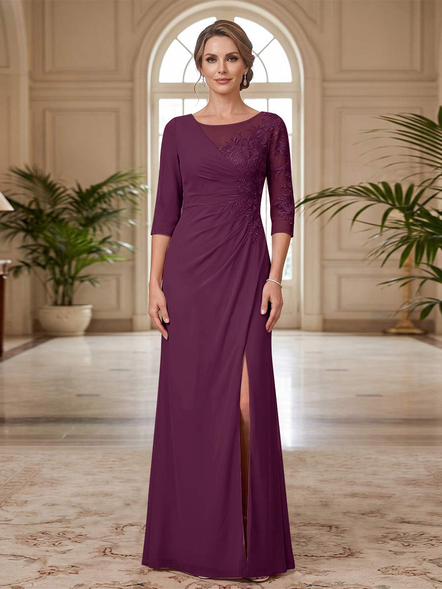 Selene Wren Plum back view mother of the bride dress
