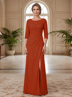 Selene Wren Rust front view mother of the bride dress
