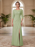 Selene Wren Sage Green back view mother of the bride dress
