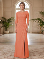 Selene Wren Coral back view mother of the bride dress