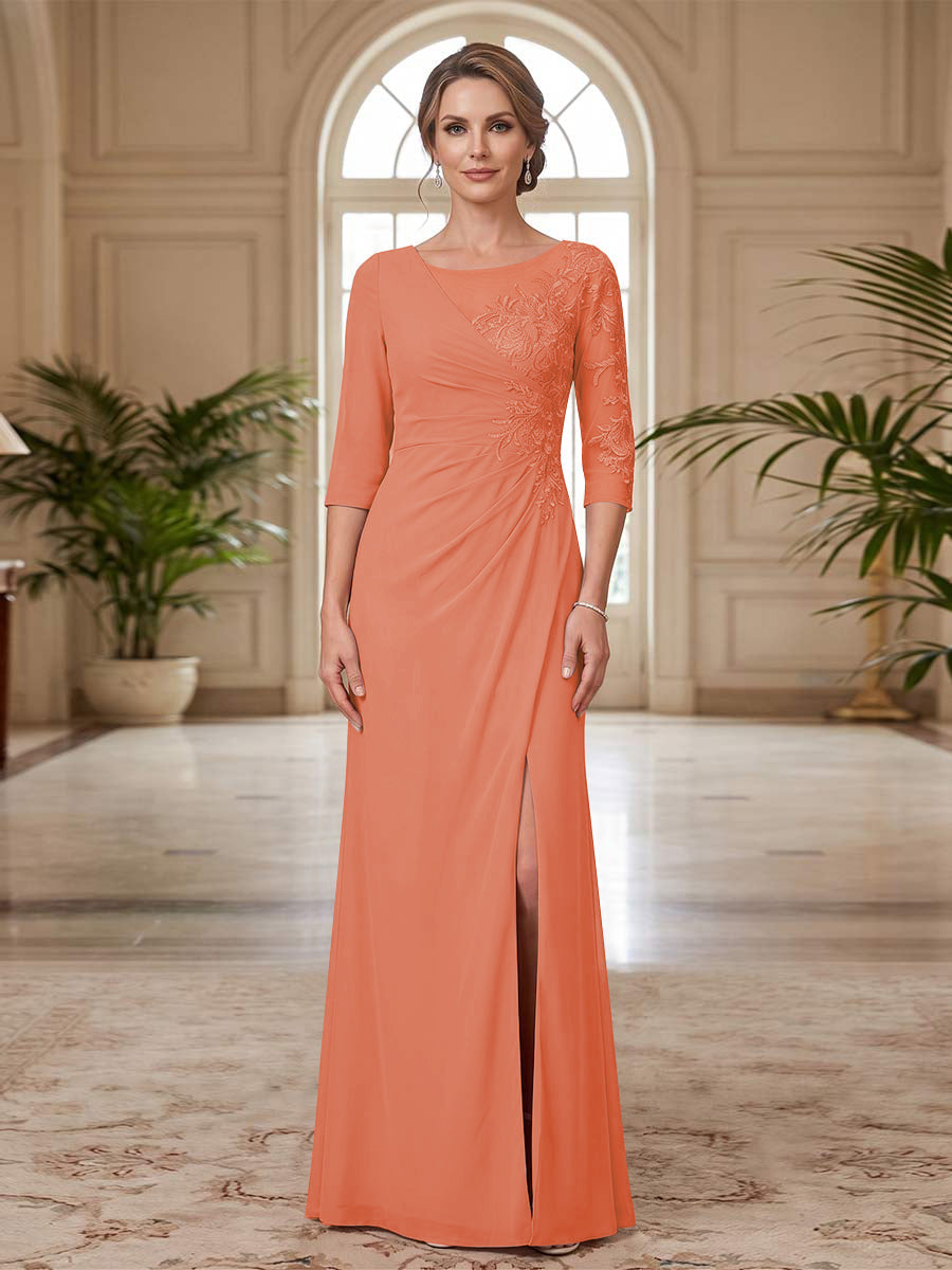 Selene Wren Coral back view mother of the bride dress