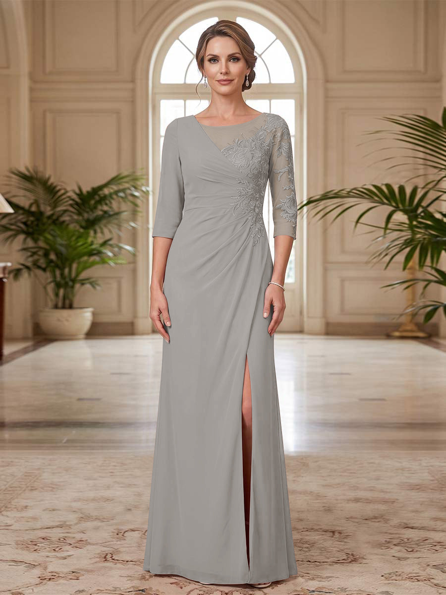 Selene Wren Silver front view mother of the bride dress