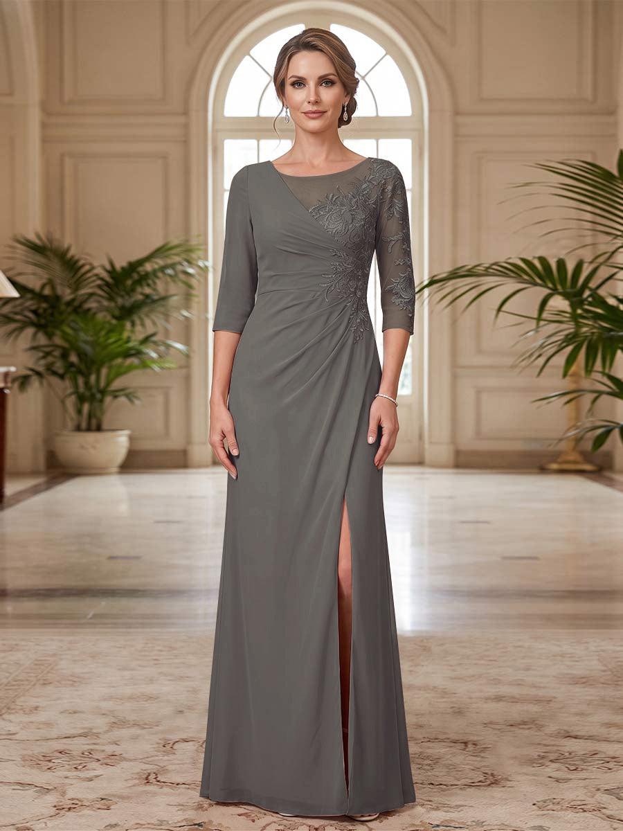 Selene Wren Steel Grey front view mother of the bride dress