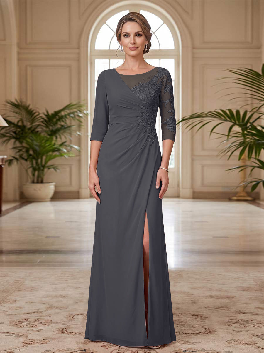 Selene Wren Dusty Blue back view mother of the bride dress