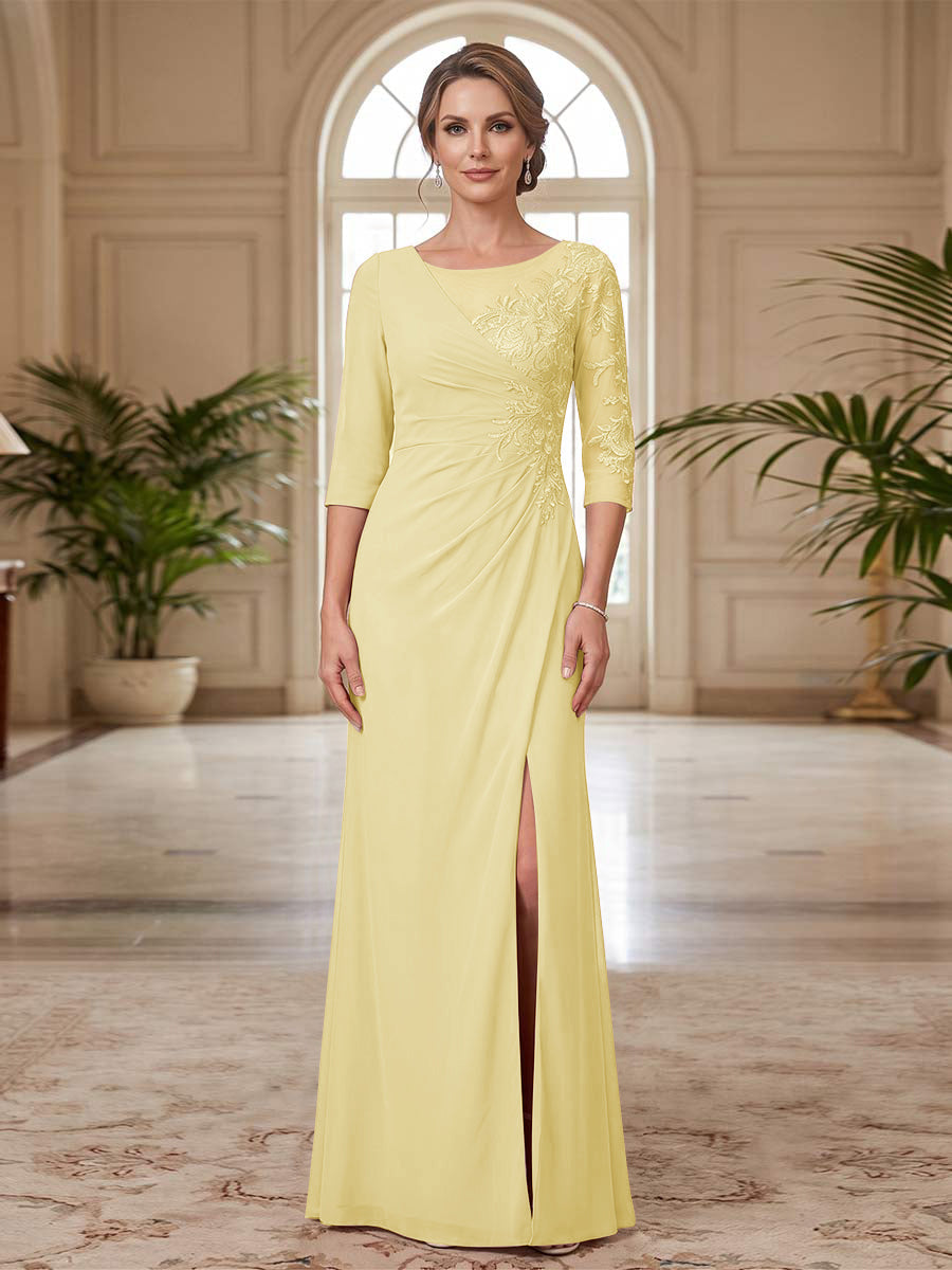 Selene Wren Yellow front view mother of the bride dress