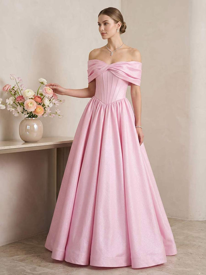 Jacintha Wren Pearl Pink front view prom dress
