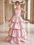 Idalia Moon Pearl Pink front view prom dress