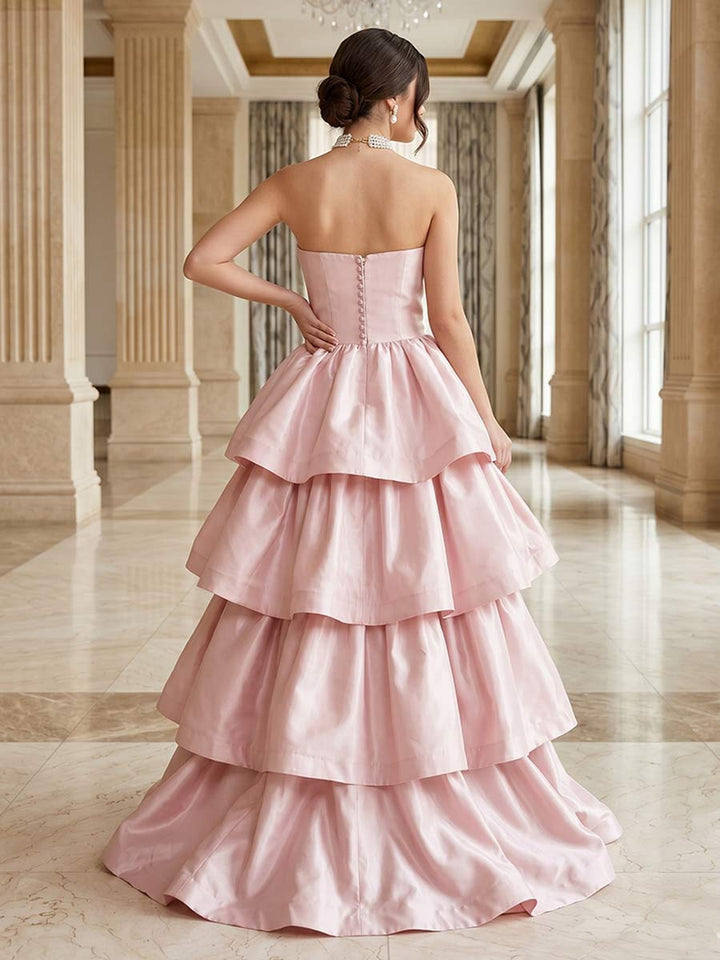 Idalia Moon Pearl Pink back view prom dress