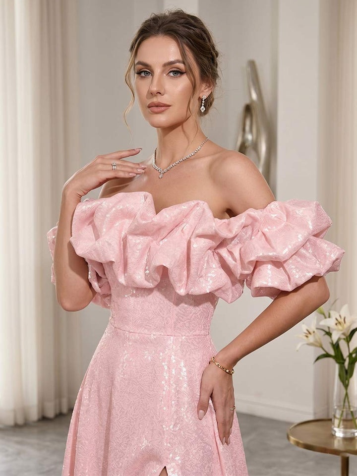 Honora Belle Blush side view prom dress