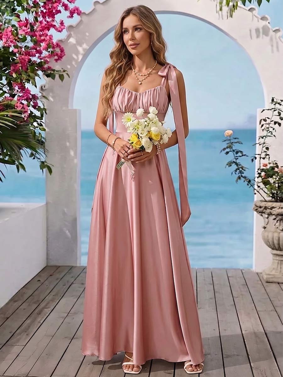 Verity Dusty Rose front view wedding guest dress