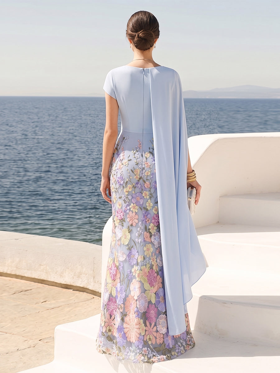 Zariah Snow Ocean Blue back view wedding guest dress
