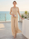 Josephine Mae Champagne front view mother of the bride dress