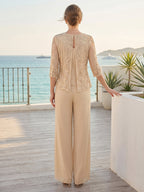 Josephine Mae Champagne back view mother of the bride dress