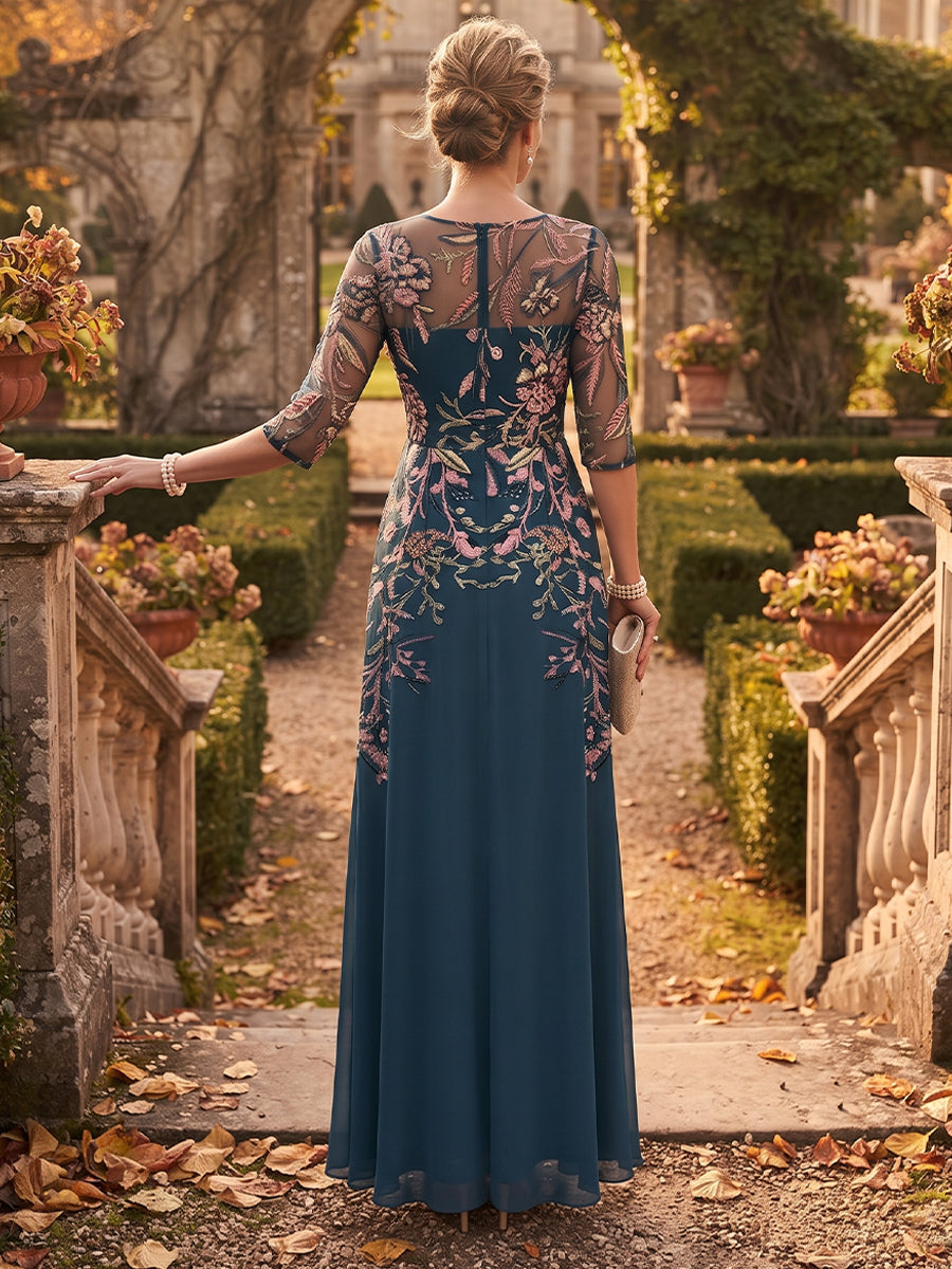 Ursula Faye Navy Blue back view mother of the bride dress