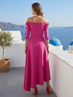 Nina Elise Fuchsia back view mother of the bride dress