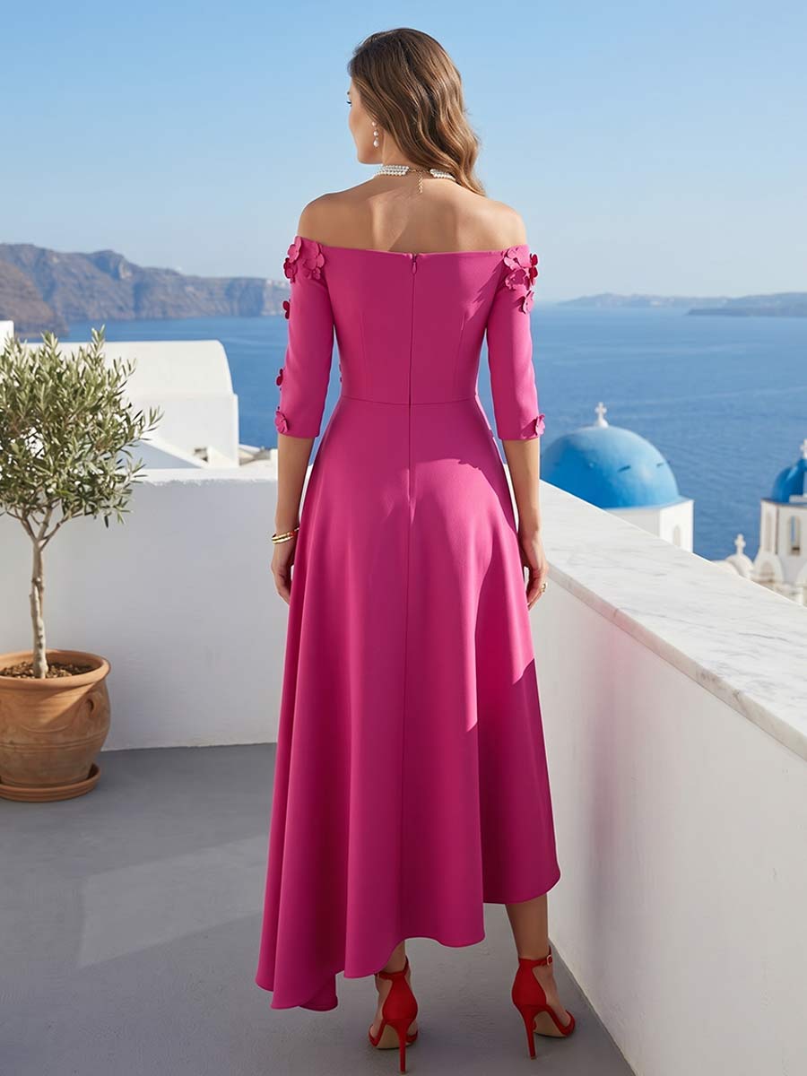Nina Elise Fuchsia back view mother of the bride dress