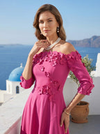 Nina Elise Fuchsia side view mother of the bride dress