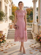 Priscilla Fern Dusty Rose side view mother of the bride dress