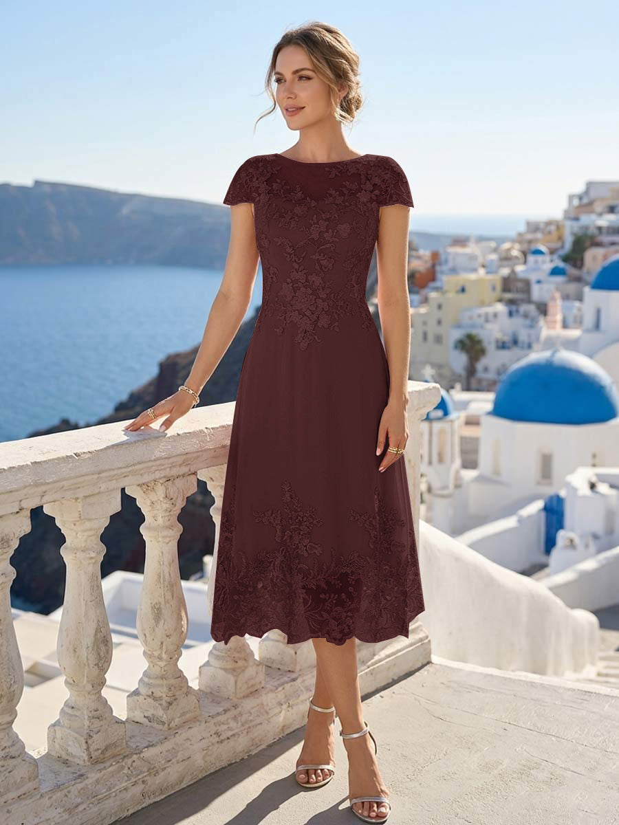 Solenne brown front view mother of the bride dress