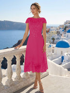 Priscilla Fern Fuchsia back view mother of the bride dress