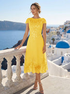 Solenne gold front view mother of the bride dress