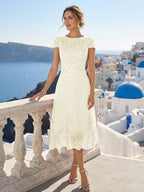 Solenne ivory front view mother of the bride dress