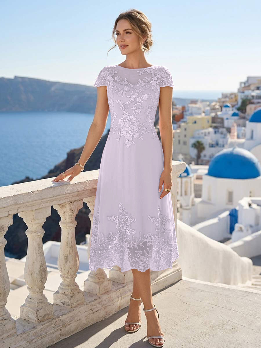 Solenne lilac front view mother of the bride dress