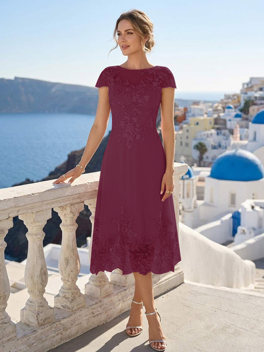 Priscilla Fern Burgundy back view mother of the bride dress