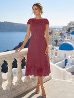Priscilla Fern Plum front view mother of the bride dress
