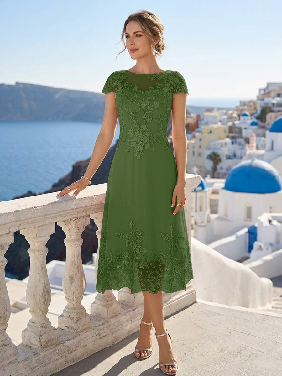 Solenne olive green front view mother of the bride dress