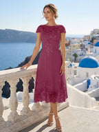 Priscilla Fern Orchid front view mother of the bride dress
