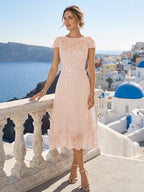 Priscilla Fern Pearl Pink back view mother of the bride dress
