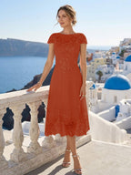 Solenne rust front view mother of the bride dress