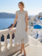 Solenne silver front view mother of the bride dress