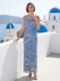 Ilaria Cornflower Blue front view wedding guest dress