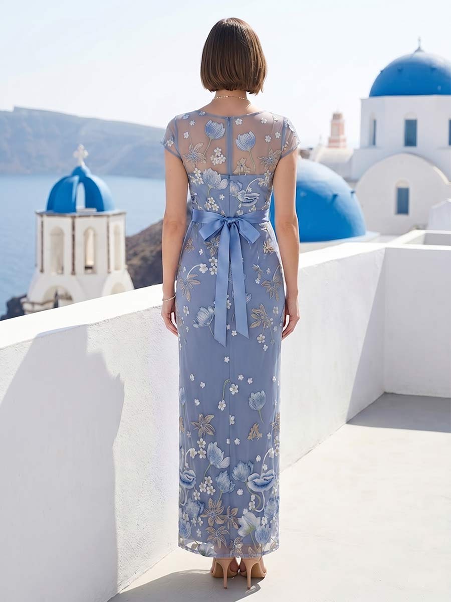 Ilaria Cornflower Blue back view wedding guest dress