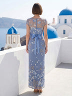 Tabitha Elise Cornflower Blue back view mother of the bride dress