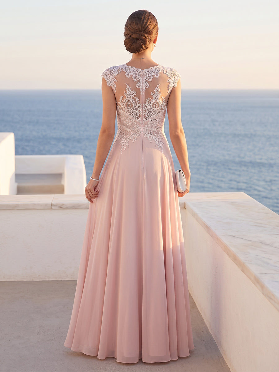 Ines Celeste Dusty Rose back view mother of the bride dress