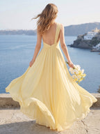 Leona Yellow back view bridesmaid dress