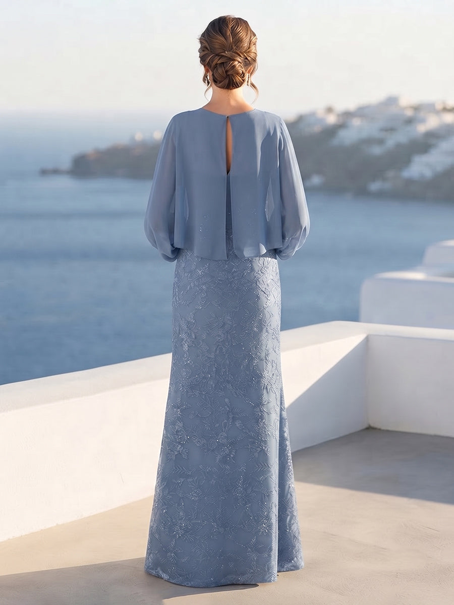 Tabitha Rose Navy Blue back view mother of the bride dress