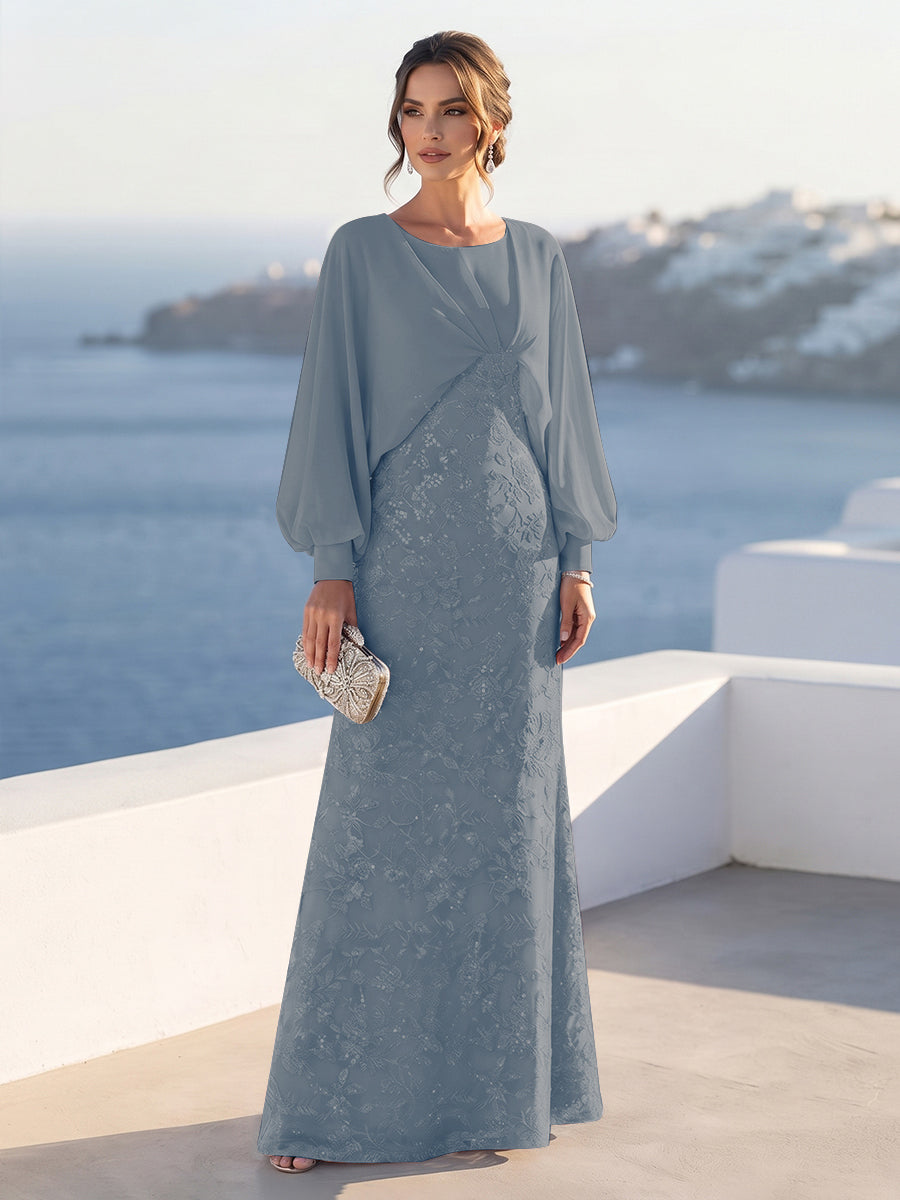 Tabitha Rose Dusty Blue back view mother of the bride dress
